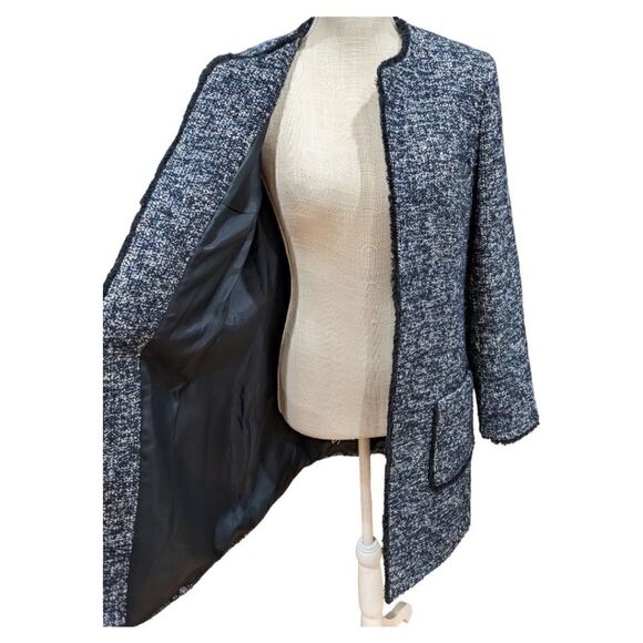 Helene London Women's Blue Tweed Coat Size M - Picture 5 of 9